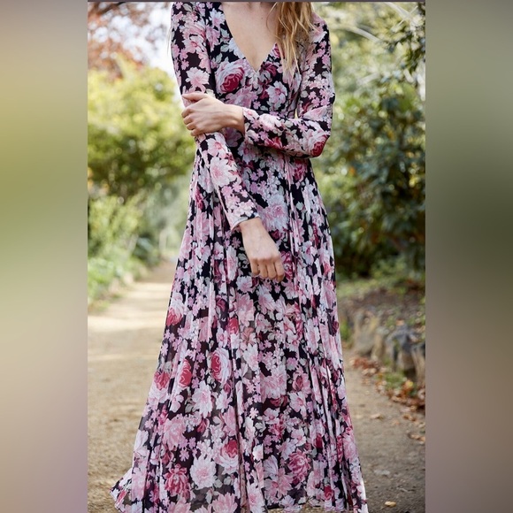 BARDOT‎ Mauve and black floral cutout maxi dress size 6. - Picture 2 of 16